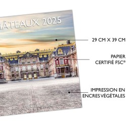 DRAEGER PARIS 1886 - Grand Calendrier Mural 2025 29x29 cm - Thème Château - 12 Photos - Septembre 2024-Décembre 2025-7 Langues -