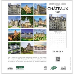 DRAEGER PARIS 1886 - Grand Calendrier Mural 2025 29x29 cm - Thème Château - 12 Photos - Septembre 2024-Décembre 2025-7 Langues -