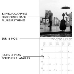 DRAEGER PARIS 1886 - Grand Calendrier Mural 2025-29x29 cm - Sept 2024-Déc 2025-12 Photos Thématiques - 7 Langues - Papier FSC - 