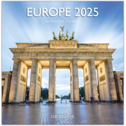 DRAEGER PARIS 1886 - Grand Calendrier Mural 2025-29x29 cm - 7 Langues - Sept 2024-Déc 2025-12 Photos Thématiques - Papier FSC & 