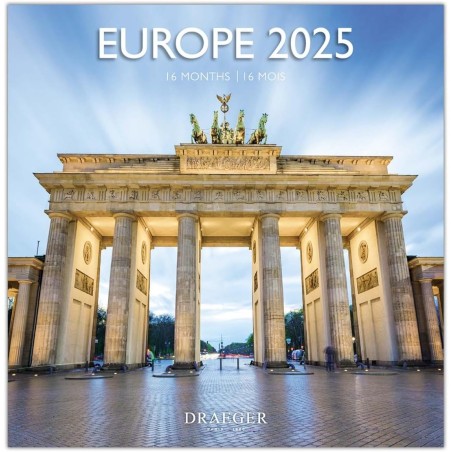DRAEGER PARIS 1886 - Grand Calendrier Mural 2025-29x29 cm - 7 Langues - Sept 2024-Déc 2025-12 Photos Thématiques - Papier FSC & 