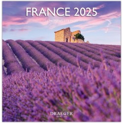 DRAEGER PARIS 1886 - Grand Calendrier Mural 2025 29x29cm - 7 Langues - Sept 2024-Déc 2025-12 Photos Thèmes Variés - Papier FSC É
