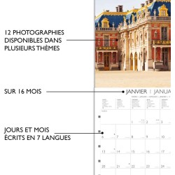 DRAEGER PARIS 1886 - Grand Calendrier Mural 2025 29x29cm - 7 Langues - Sept 2024-Déc 2025-12 Photos Thèmes Variés - Papier FSC É