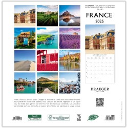 DRAEGER PARIS 1886 - Grand Calendrier Mural 2025 29x29cm - 7 Langues - Sept 2024-Déc 2025-12 Photos Thèmes Variés - Papier FSC É