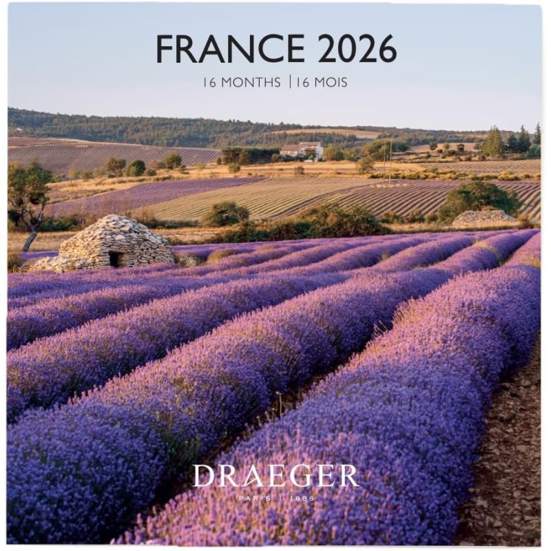 DRAEGER PARIS 1886 - Grand Calendrier mural 28x29 cm 2026 - Thème France - 12 mois - Papier FSC - Illustrations détachables