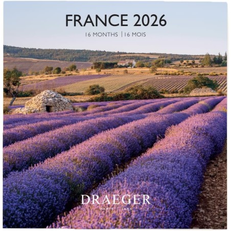 DRAEGER PARIS 1886 - Grand Calendrier mural 28x29 cm 2026 - Thème France - 12 mois - Papier FSC - Illustrations détachables