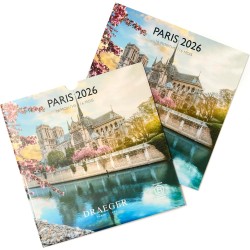 DRAEGER PARIS 1886 - Grand Calendrier mural 28x29 cm 2026 - Thème Paris - 12 mois - Papier FSC - Illustrations détachables