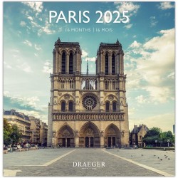 DRAEGER PARIS 1886 - Grand Calendrier Mural 2025-29x29 cm - 12 Photos - Septembre 2024-Décembre 2025-7 Langues - Design Écologiq
