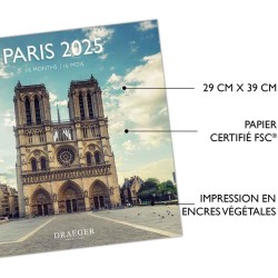 DRAEGER PARIS 1886 - Grand Calendrier Mural 2025-29x29 cm - 12 Photos - Septembre 2024-Décembre 2025-7 Langues - Design Écologiq