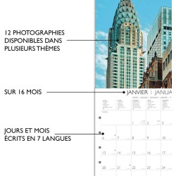 DRAEGER PARIS 1886 - Grand Calendrier Mural 2025-29x29 cm - 12 Photos - Septembre 2024-Décembre 2025-7 Langues - Design Écologiq