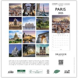 DRAEGER PARIS 1886 - Grand Calendrier Mural 2025-29x29 cm - 12 Photos - Septembre 2024-Décembre 2025-7 Langues - Design Écologiq