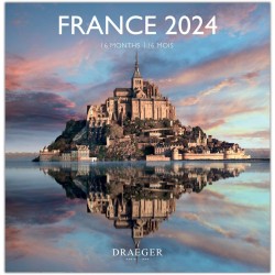 DRAEGER PARIS | Grand calendrier mural Chiens 2024 à suspendre 29x29cm |16 mois sept-23 à dec 24 | 7 langues | Calendrier bureau