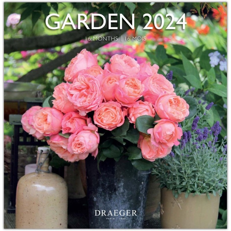 DRAEGER PARIS 1886 - Grand Calendrier Mural 2024 16 Mois - Jardins, Villes, Art 29x29cm - Format Mensuel - 7 Langues - Décoratio