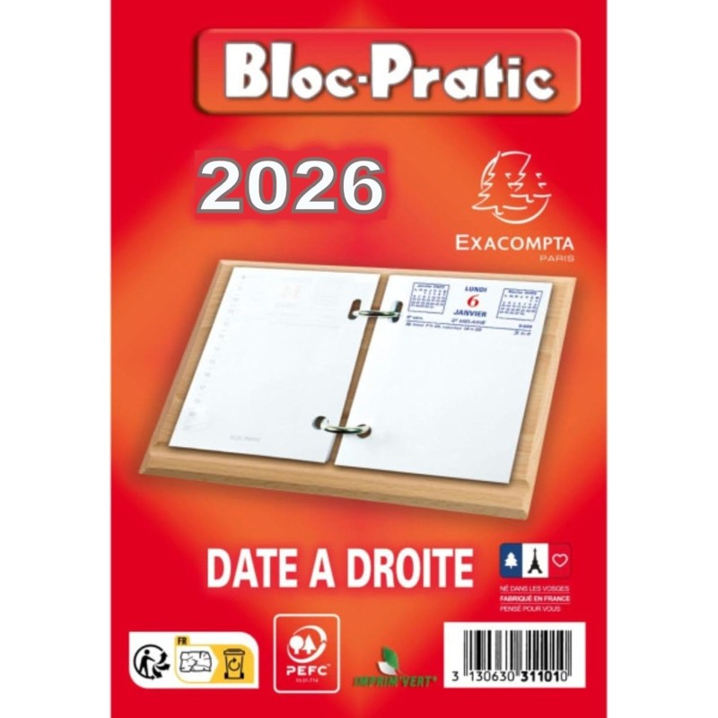 Rechargement Bloc de Bureau Date 365 Pages en BLoc pour l'année en Cours 2025 en Papier Blanc de Qualité pour la Prise de Note e
