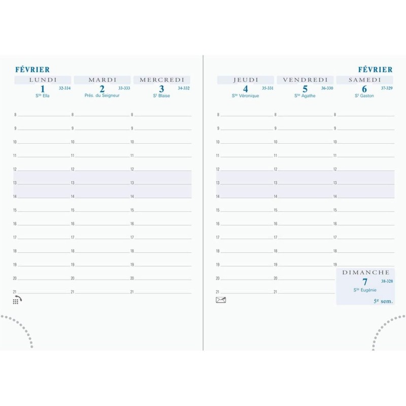 Exacompta - 15840E - Recharge agenda semainier de poche Horizons 15 - 10,5 x 15 cm - Janvier à décembre 2026 - Recharge tranche 