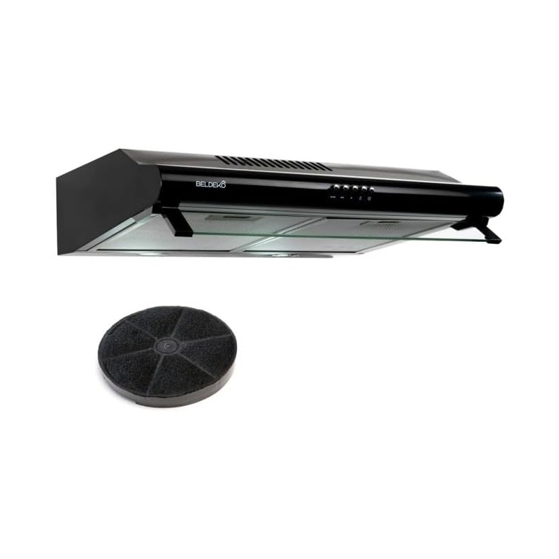 BELDEKO - Hotte Casquette/Visière 60 cm NOIR 210 m3/h - 100 Watts - Filtre inclus
