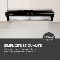 BELDEKO - Hotte Casquette/Visière 60 cm NOIR 210 m3/h - 100 Watts - Filtre inclus