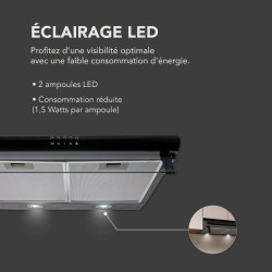 BELDEKO - Hotte Casquette/Visière 60 cm NOIR 210 m3/h - 100 Watts - Filtre inclus