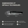 BELDEKO - Hotte Casquette/Visière 60 cm NOIR 210 m3/h - 100 Watts - Filtre inclus
