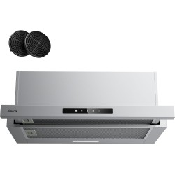 CIARRA CBCS6909A Hotte Encastrable 60cm 600 m³/h A+ Hotte Plate Intégrée 3 Vitesses avec Filtre à Charbon CBCF055, Commande Tact