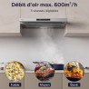 CIARRA CBCS6909A Hotte Encastrable 60cm 600 m³/h A+ Hotte Plate Intégrée 3 Vitesses avec Filtre à Charbon CBCF055, Commande Tact