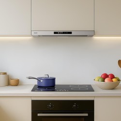 CIARRA CBCS6909A Hotte Encastrable 60cm 600 m³/h A+ Hotte Plate Intégrée 3 Vitesses avec Filtre à Charbon CBCF055, Commande Tact