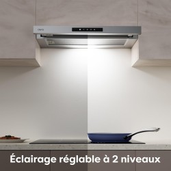 CIARRA CBCS6909A Hotte Encastrable 60cm 600 m³/h A+ Hotte Plate Intégrée 3 Vitesses avec Filtre à Charbon CBCF055, Commande Tact