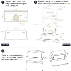 CIARRA CBCB6909A Classe A+ Hotte Télescopique Encastrable 60 cm 600 m³/h, Commande Tactile, 3 Vitesses, Recyclage & Evacuation, 