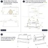 CIARRA CBCB6909A Classe A+ Hotte Télescopique Encastrable 60 cm 600 m³/h, Commande Tactile, 3 Vitesses, Recyclage & Evacuation, 