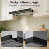 CIARRA CBCB6909A Classe A+ Hotte Télescopique Encastrable 60 cm 600 m³/h, Commande Tactile, 3 Vitesses, Recyclage & Evacuation, 