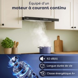 CIARRA CBCB6909A Classe A+ Hotte Télescopique Encastrable 60 cm 600 m³/h, Commande Tactile, 3 Vitesses, Recyclage & Evacuation, 