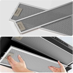 CIARRA CBCB6909A Classe A+ Hotte Télescopique Encastrable 60 cm 600 m³/h, Commande Tactile, 3 Vitesses, Recyclage & Evacuation, 