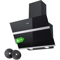 CIARRA CBCB6736N Class A++ Hotte Aspirante 60cm 650 m³/h - Hotte Inclinée - 4 Vitesses - 2 Niveaux de Luminosité LED Dimmable - 