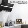 CIARRA CBCB6736N Class A++ Hotte Aspirante 60cm 650 m³/h - Hotte Inclinée - 4 Vitesses - 2 Niveaux de Luminosité LED Dimmable - 