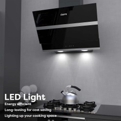 CIARRA CBCB6736N Class A++ Hotte Aspirante 60cm 650 m³/h - Hotte Inclinée - 4 Vitesses - 2 Niveaux de Luminosité LED Dimmable - 