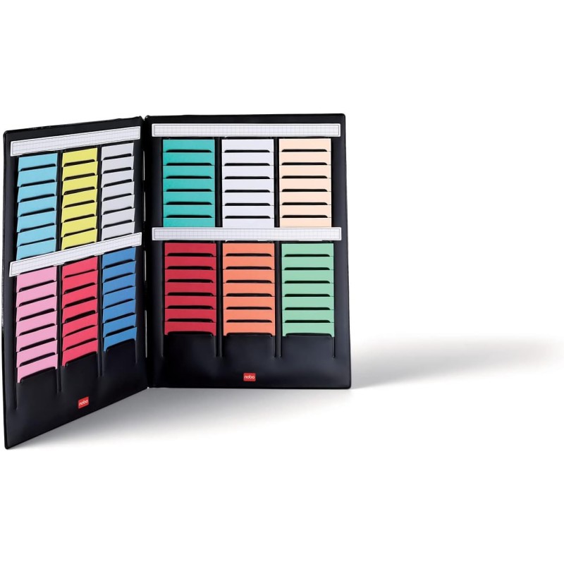 Nobo - Mini Planning à Fiches T, 2 Volets de 3 Colonnes & 16 Fentes, Indice 2, 3084600