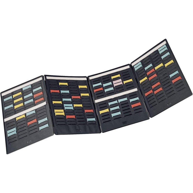 Nobo - Mini Planning à Fiches T, Portable, 17 Colonnes & 16 Fentes, Indice 1.5, Fiches T Multicolores Incluses, 3084200