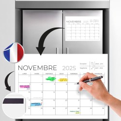 Finoly Calendrier Frigo Juillet 25 Décembre 26 (18 Mois) A4 | Calendrier Magnetique Frigo | Planning Frigo Mensuel Magnetique Fa