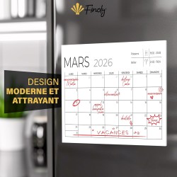 Finoly Calendrier Frigo Juillet 25 Décembre 26 (18 Mois) A4 | Calendrier Magnetique Frigo | Planning Frigo Mensuel Magnetique Fa