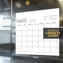 Finoly Calendrier Frigo Juillet 25 Décembre 26 (18 Mois) A4 | Calendrier Magnetique Frigo | Planning Frigo Mensuel Magnetique Fa