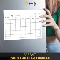 Finoly Calendrier Frigo Juillet 25 Décembre 26 (18 Mois) A4 | Calendrier Magnetique Frigo | Planning Frigo Mensuel Magnetique Fa