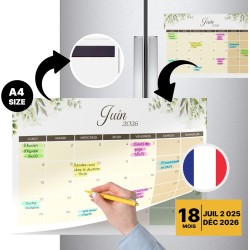 Finoly Calendrier Frigo Juillet 25 Décembre 26 | Calendrier Magnetique Frigo 2025 2026 | Magnetique Mensuel Planificateur Famili