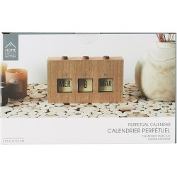HOME DECO FACTORY - HD0094 Calendrier Flip Flap en Bois Brut, Élément Décoratif Fonctionnel pour Salon ou Bureau, Dimensions 30x