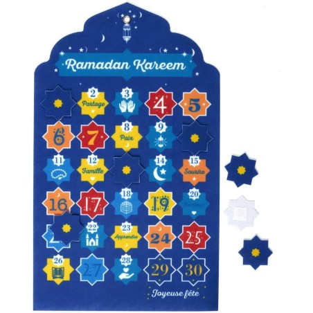 HOME DECO FACTORY, HD0036, Calendrier Ramadan 30 Jours 28x50 cm-Décoration Festive colorée et Moderne, réutilisable, idéal pour 