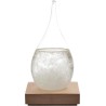HOME DECO FACTORY - HD0384 Verre Tempête H17 cm, Objet Déco Élégant et Fonctionnel, Baromètre avec Cristaux, Socle en Bois, Inté