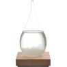 HOME DECO FACTORY - HD0384 Verre Tempête H17 cm, Objet Déco Élégant et Fonctionnel, Baromètre avec Cristaux, Socle en Bois, Inté