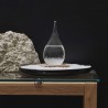 HOME DECO FACTORY - HD0384 Verre Tempête H17 cm, Objet Déco Élégant et Fonctionnel, Baromètre avec Cristaux, Socle en Bois, Inté
