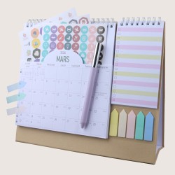 Calendrier de Bureau 2026, Mensuel Planificateur avec les Jours Fériés Français, les Mini-notes, Calendriers avec Pochette Organ