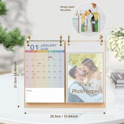 ZEEYUAN Calendrier photo 2026-2027 pour vos propres photos 10x15cm à insérer Calendrier à personnaliser soi-même