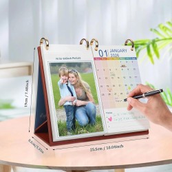 ZEEYUAN Photo Calendrier de bureau 2026-2027 Album photo de bureau de 10x15cm à glisser pour 40 photos